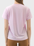 Millennia Slit Round Neck Short Sleeve Active T-Shirt 