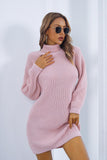 Buttoned Turtleneck Long Sleeve Sweater Dress Dresses