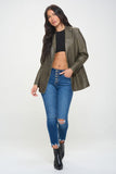 Coalition LA Single-Breasted Vegan Leather Blazer 