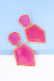 Geometrical Shape Zinc Alloy Frame Resin Dangle Earrings 