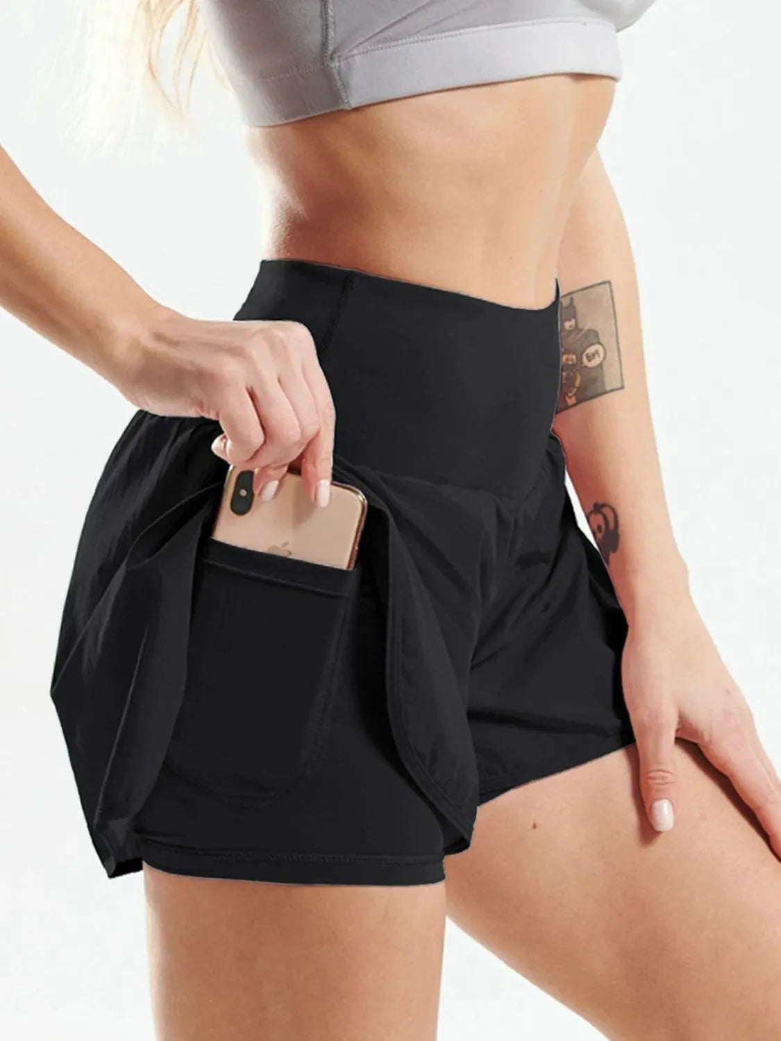 Pocketed High Waist Active Shorts 