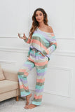 Striped Round Neck Long Sleeve Top and Drawstring Pants Lounge Set Lingerie & Nightwear