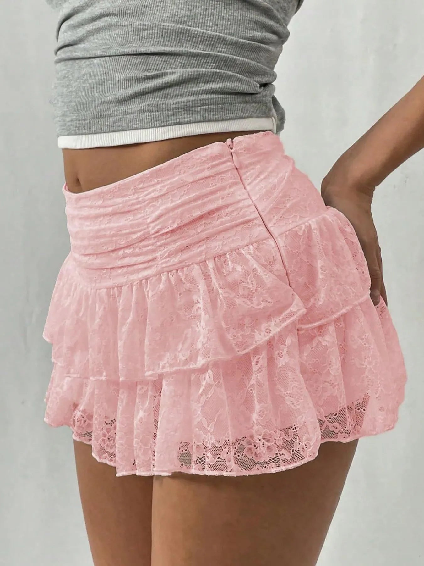 Lace Layered Mini Skirt 