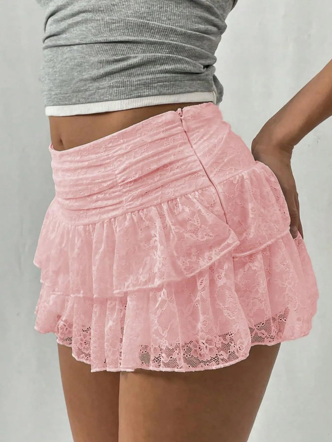 Lace Layered Mini Skirt 