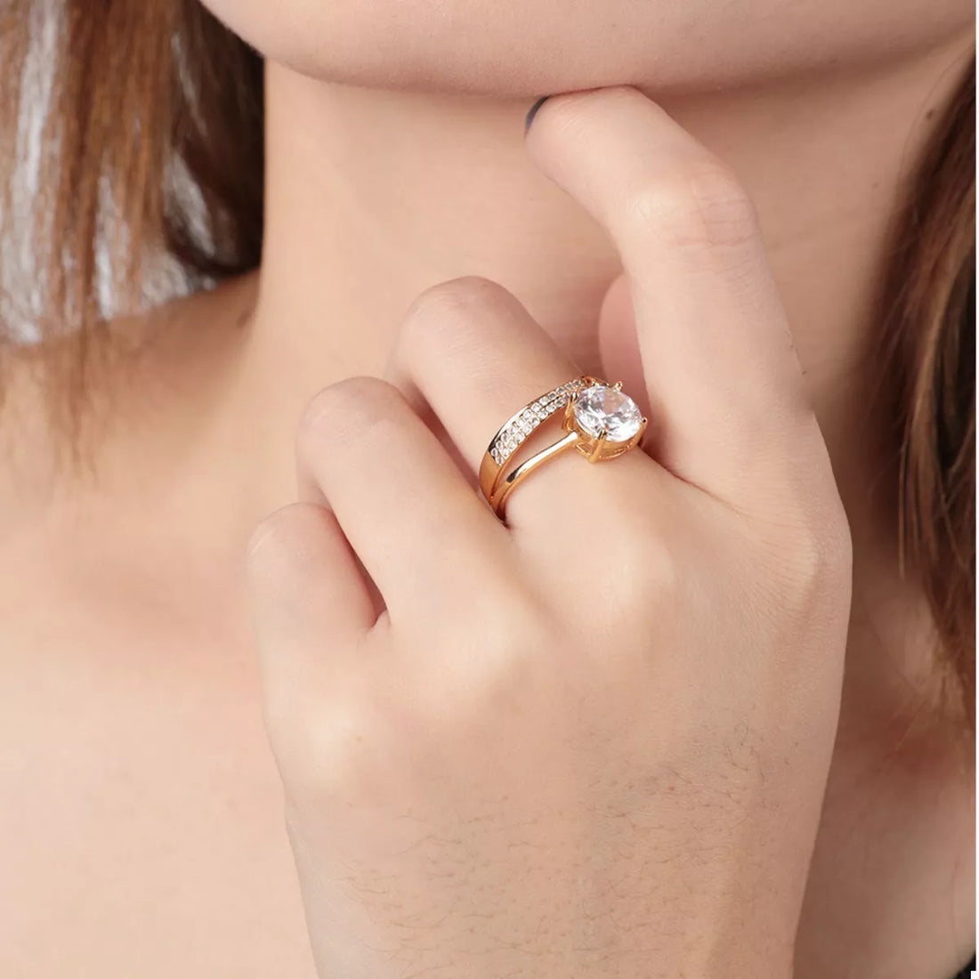 18K Gold-Plated Zircon Ring 
