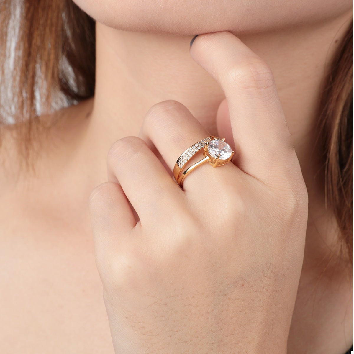 18K Gold-Plated Zircon Ring 