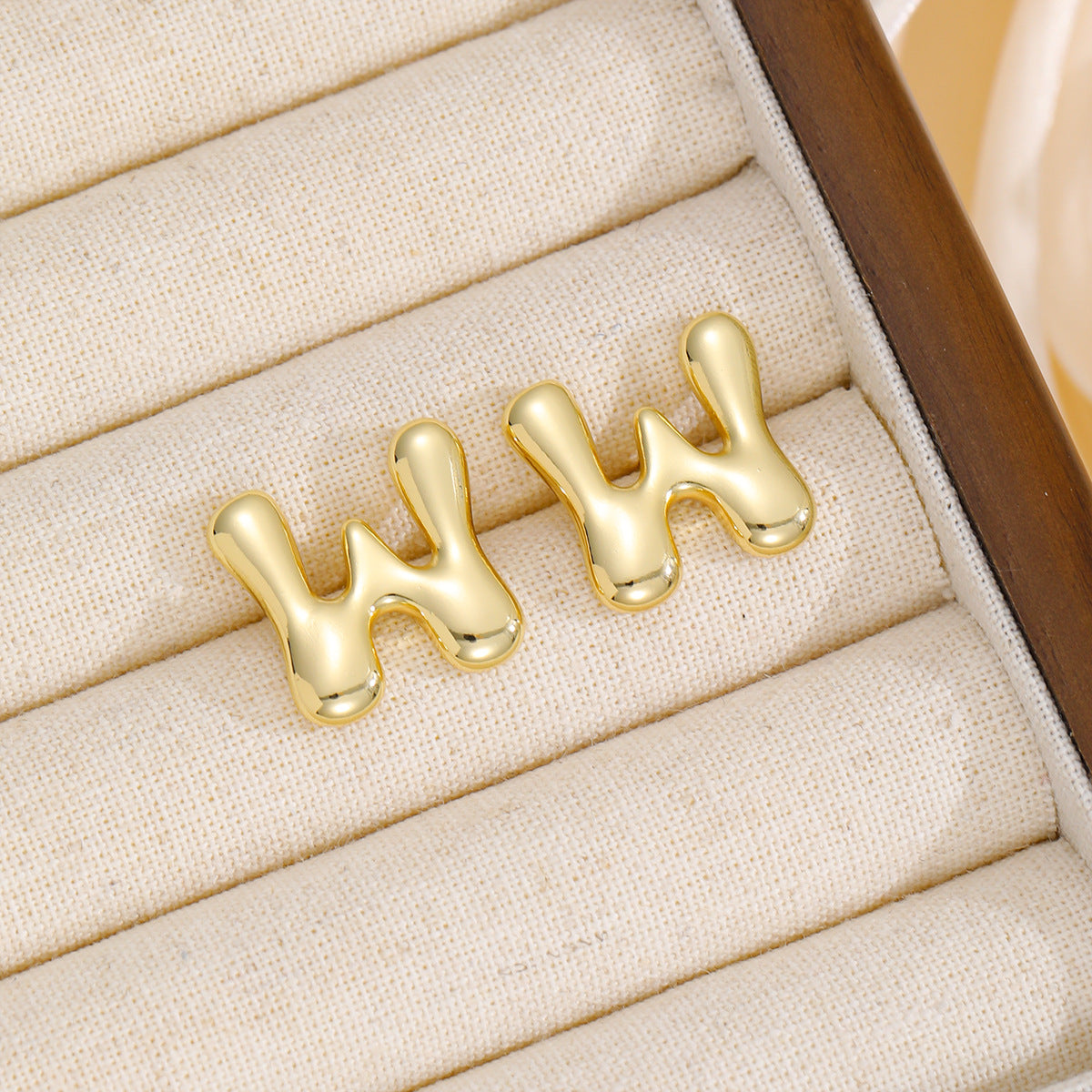 18K Gold-Plated Bubble Letter Stud Earrings 