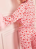 Heart Print Long Sleeve Top and Pants Lounge Set Lingerie & Nightwear