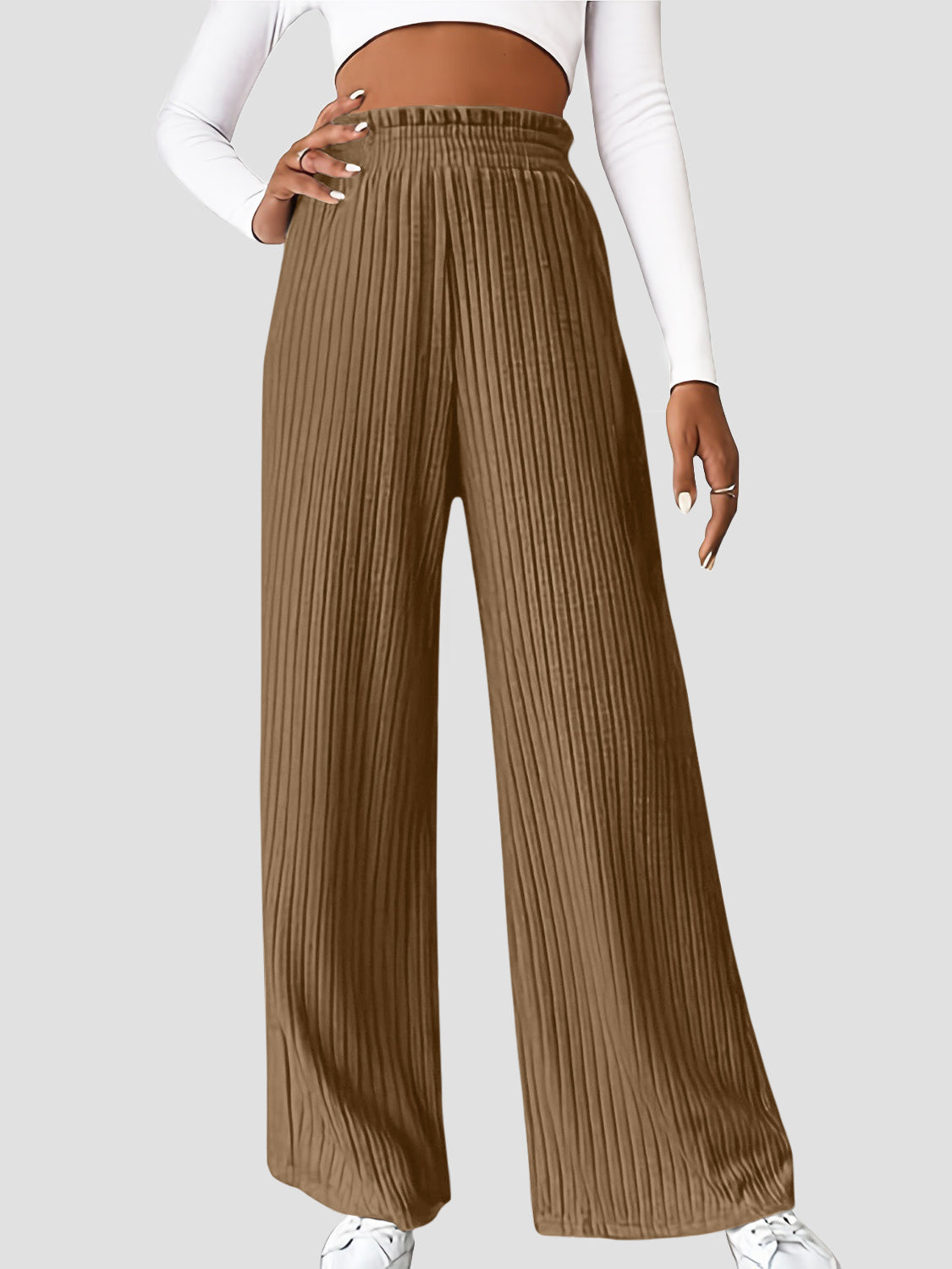 Ribbed High Waist Pants Flares