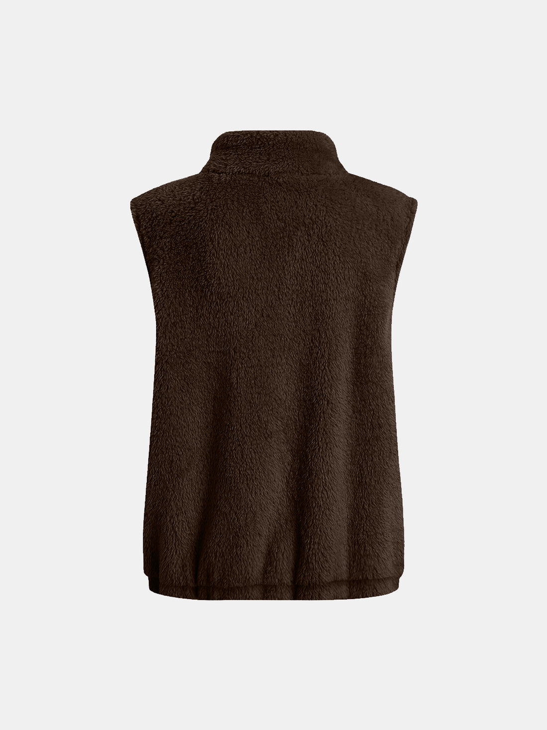 Full Size Fuzzy Zip Up Vest Coat with Pockets 