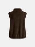 Full Size Fuzzy Zip Up Vest Coat with Pockets 