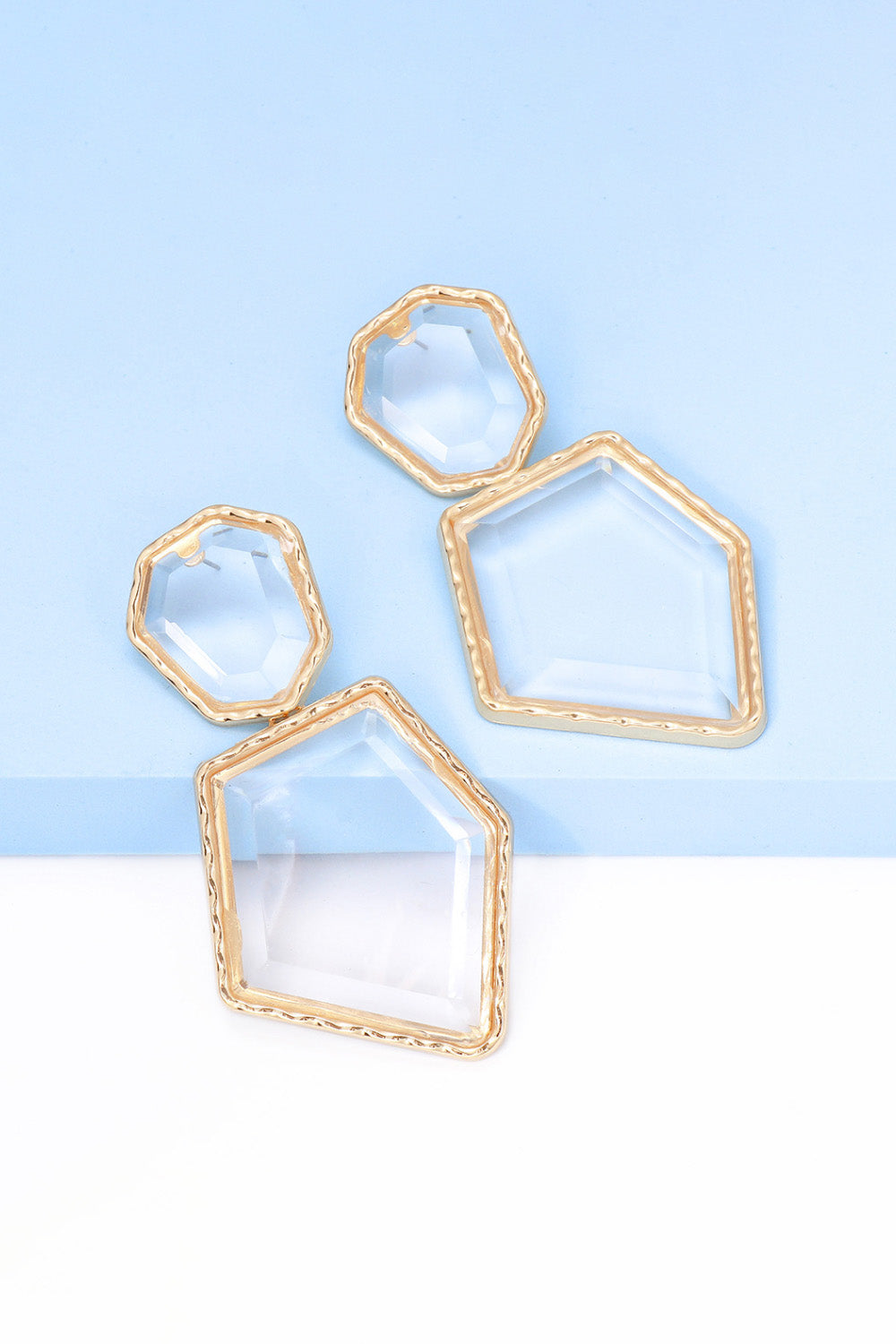 Geometrical Shape Zinc Alloy Frame Resin Dangle Earrings 