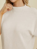 Double Take Full Size Mock Neck Short Sleeve Sweater 