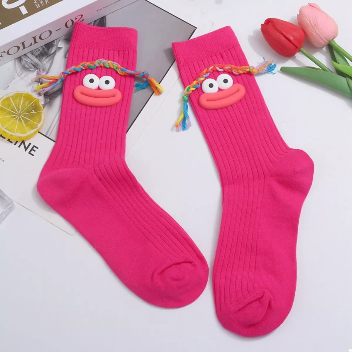 Cartoon Ribbed Knit Crew Socks Lingerie & Nightwear