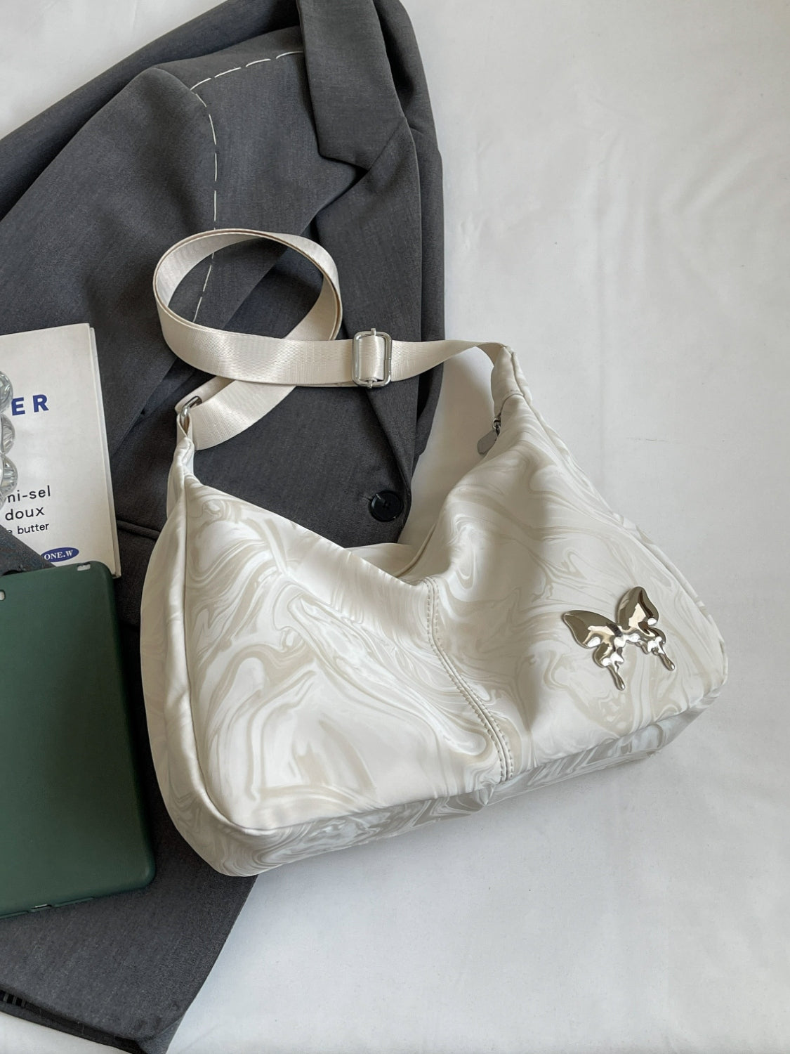 PU Leather Adjustable Strap Shoulder Bag 