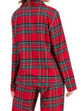 Plaid Collared Neck Button Up Top and Pants Lounge Set Lingerie & Nightwear