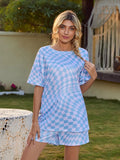 Plaid Round Neck Top and Shorts Lounge Set Lingerie & Nightwear