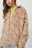 HYFVE Zebra Print Snap Down Long Sleeve Shacket 