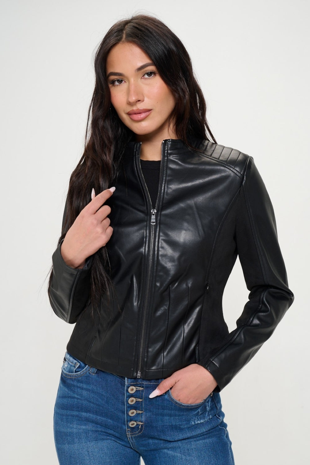 Coalition LA Zip Up Vegan Moto Jacket 