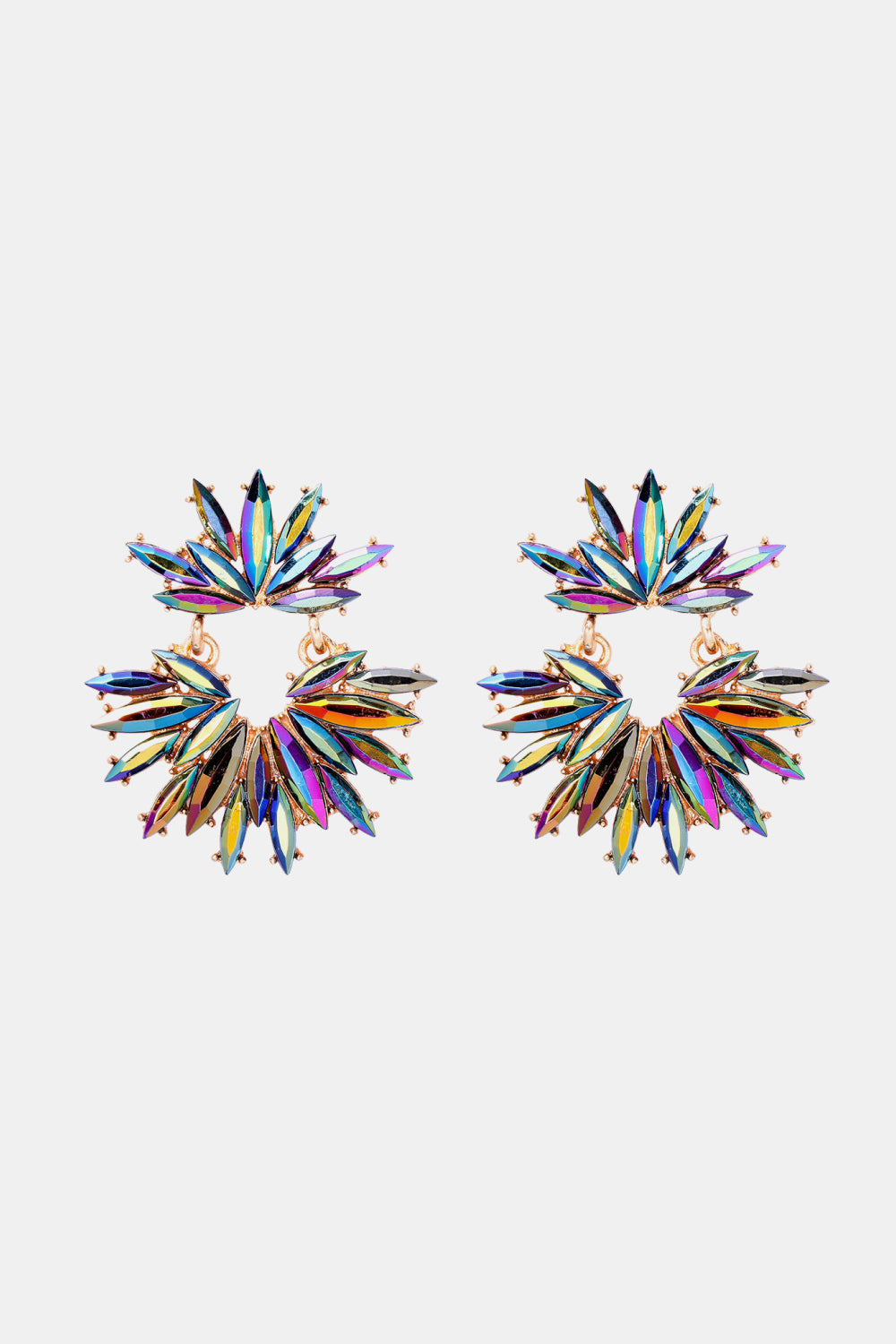 Flower Shape Glass Stone Dangle Earrings 