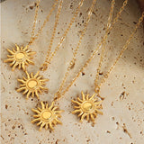 Titanium Steel Sun Shape Pendant Necklace 
