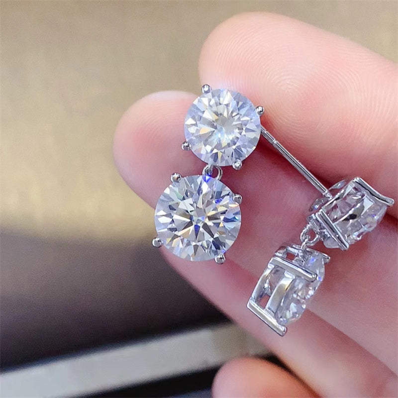 10 Carat Moissanite 925 Sterling Silver Earrings 