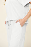 Double Take Full Size Texture Round Neck Short Sleeve T-Shirt and Wide Leg Pants 