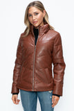 How Dare U Pocketed Zip Up Puffer Jacket with Removable Hood 