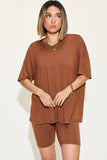 Basic Bae Full Size V-Neck Drop Shoulder T-Shirt and Shorts Set 