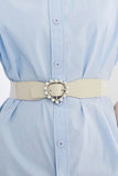 Pearl Heart Buckle Elastic Belt 