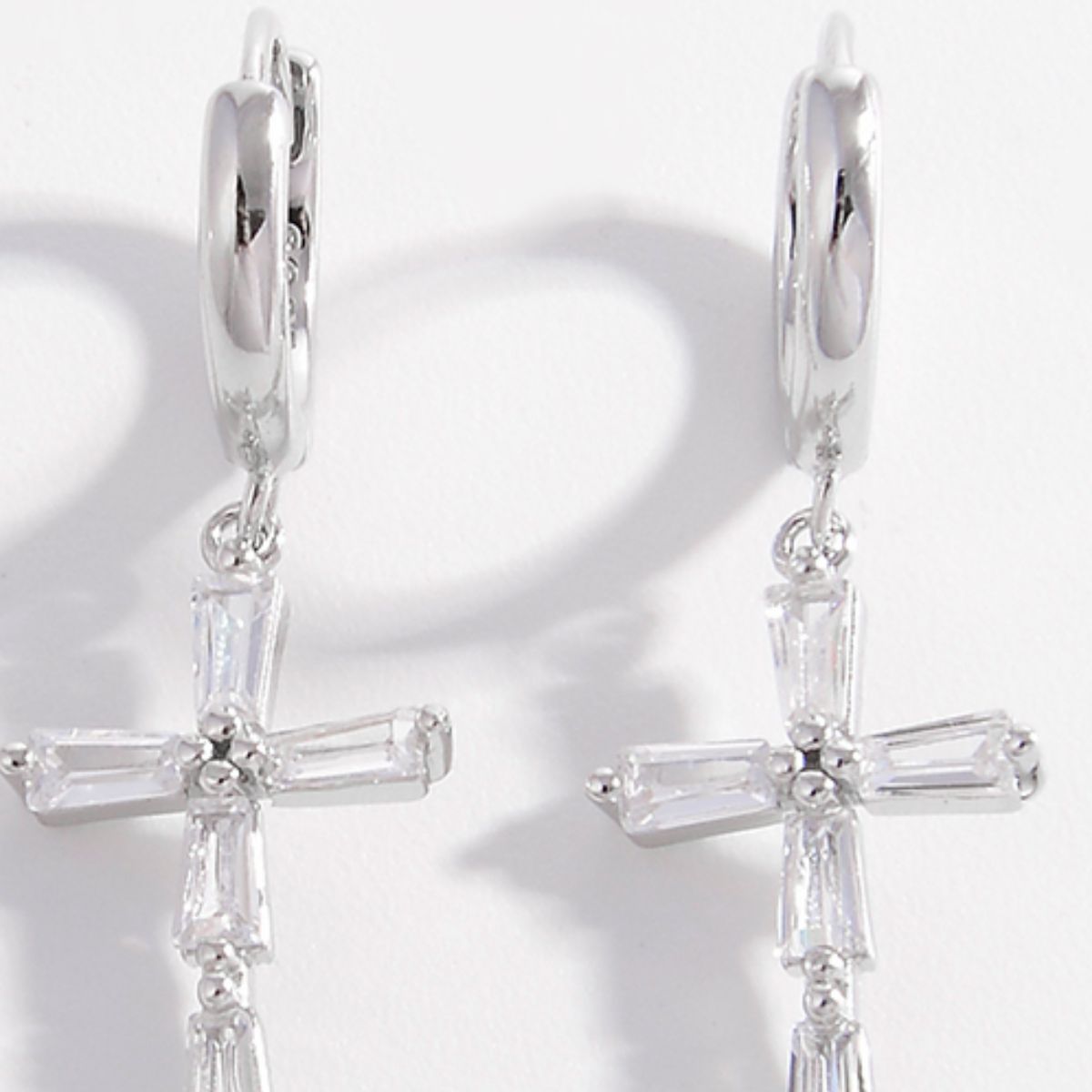 925 Sterling Silver Zircon Cross Earrings 