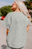 Gray Textured Loose Fit T Shirt and Drawstring Pants Set Two Piece Sets/Pant Sets