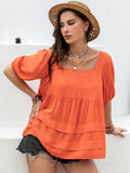 Plus Size Square Neck Half Sleeve Blouse 