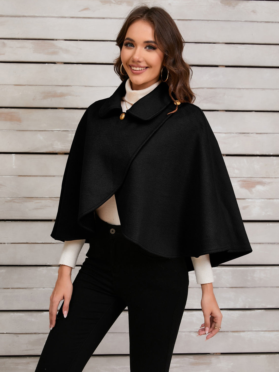 Collared Neck Cropped Cape 