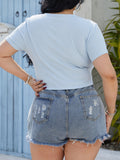 Plus Size Ruched Surplice Short Sleeve Blouse 