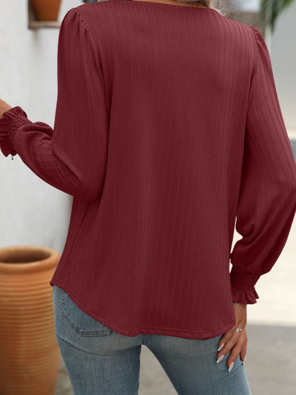 Mandy Square Neck Long Sleeve Top 