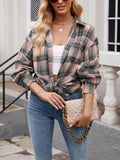 Mandy Plaid Collared Neck Long Sleeve Shirt 