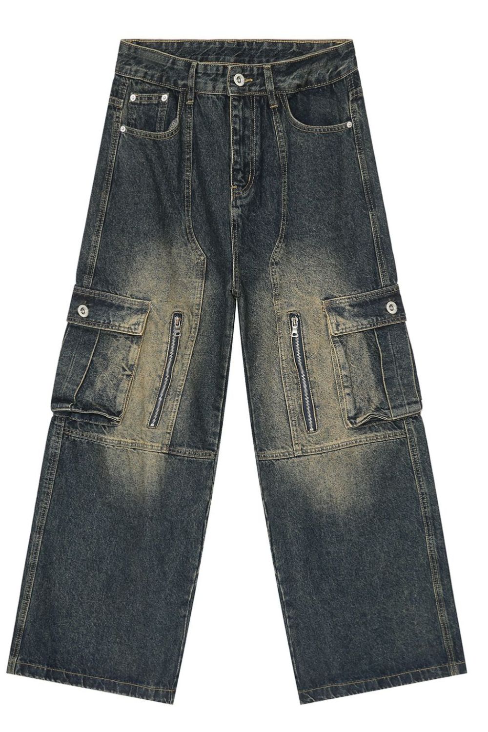 Mid Rise Jeans with Cargo Pockets 