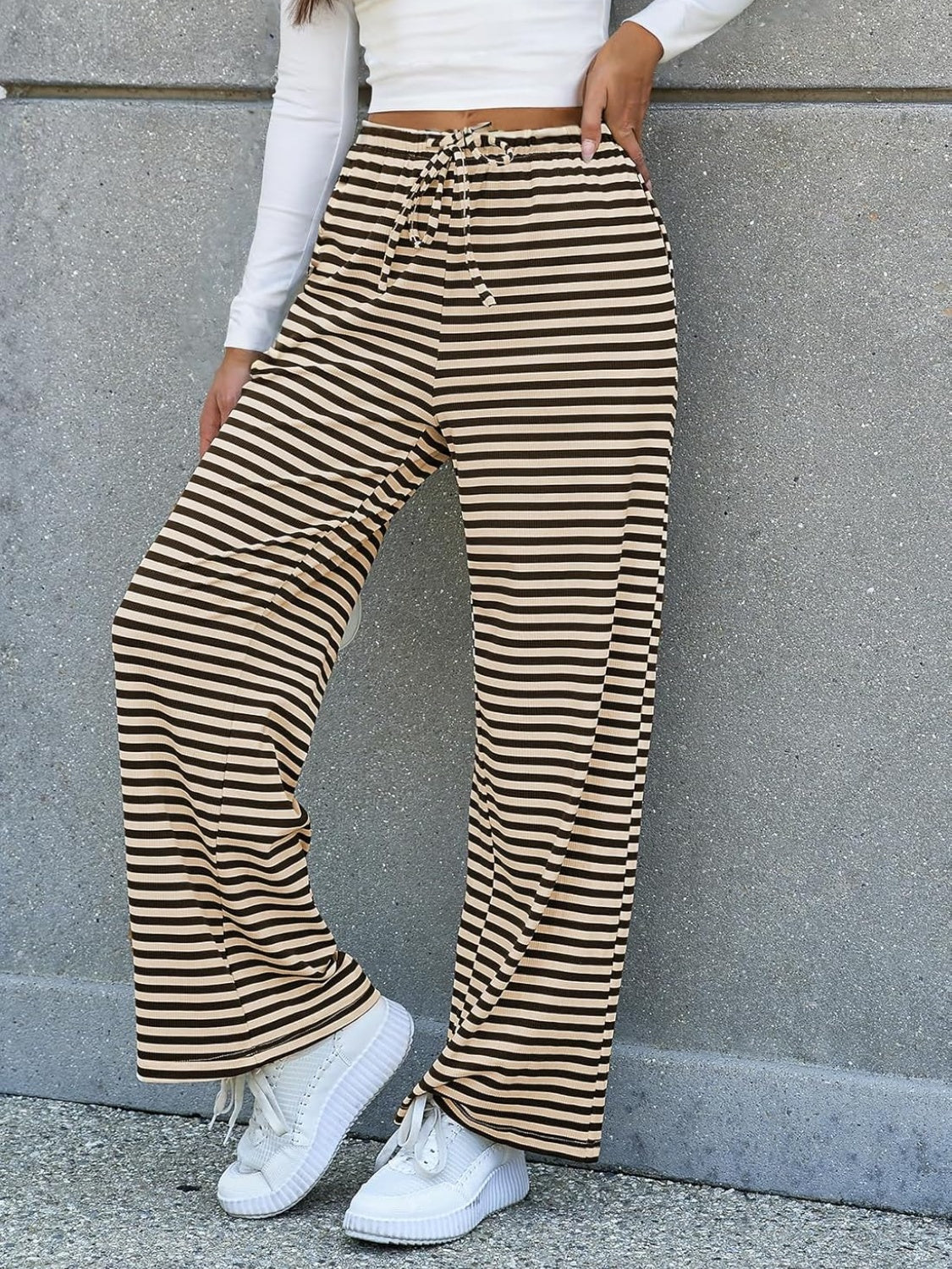 Lovelet Striped Wide Leg Pants Pants