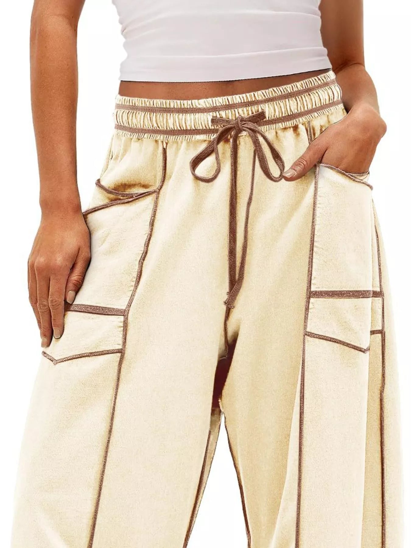 Drawstring Wide Leg Pants 