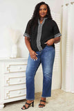 Double Take Embroidered Notched Neck Top 