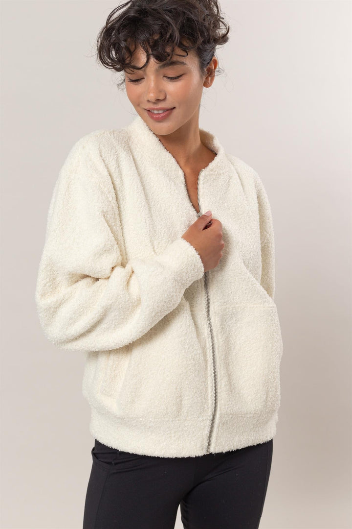 HYFVE Baseball Collar Zip Up Long Sleeve Jacket 