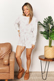 Double Take Floral Long Sleeve Top and Shorts Loungewear Set 