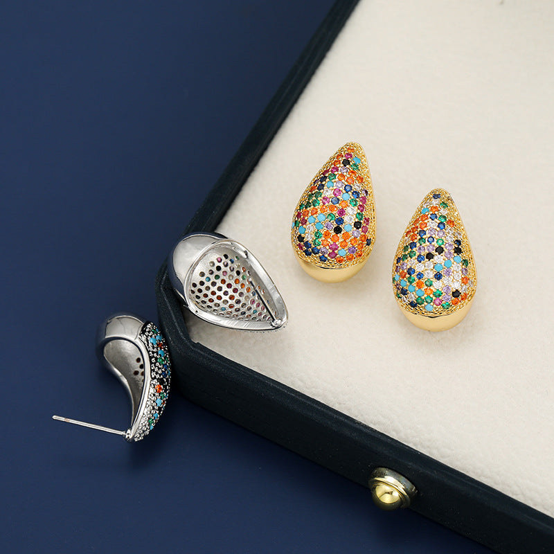 18K Gold-Plated Zircon Teardrop Earring 