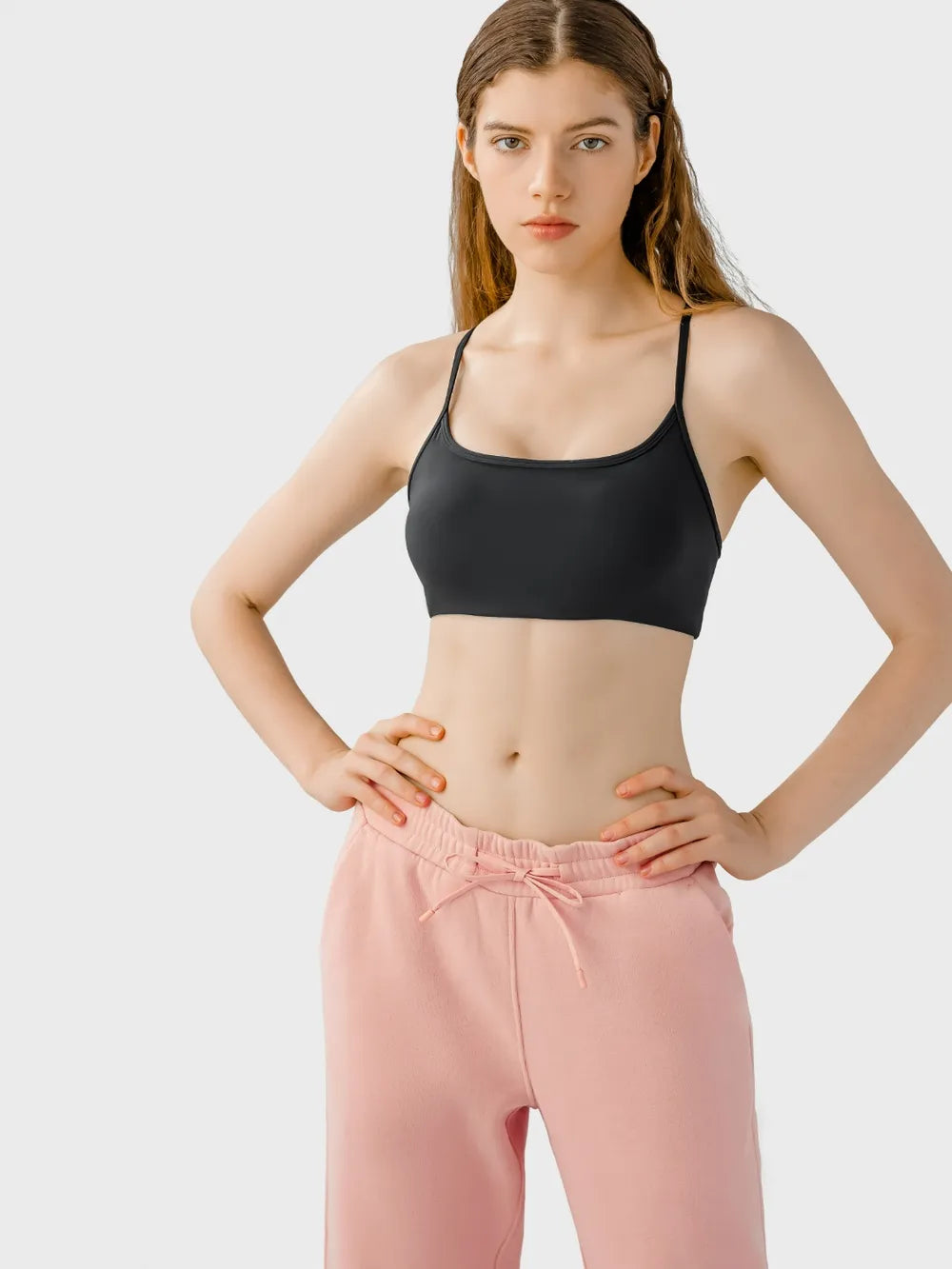 Millennia Crisscross Back Scoop Neck Active Cami with Detachable Chest Pads 