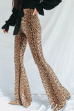 Leopard Print Flare Leg Pants Pants