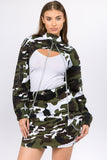 American Bazi Camouflage Cropped Jacket with Chains 