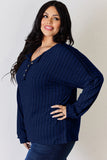 Basic Bae Full Size Ribbed Half Button Long Sleeve T-Shirt 