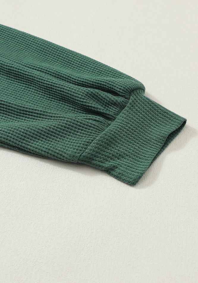 Lace Detail Round Neck Lantern Sleeve Top 