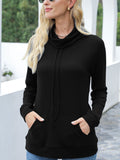 Drawstring Mock Neck Raglan Sleeve T-Shirt 